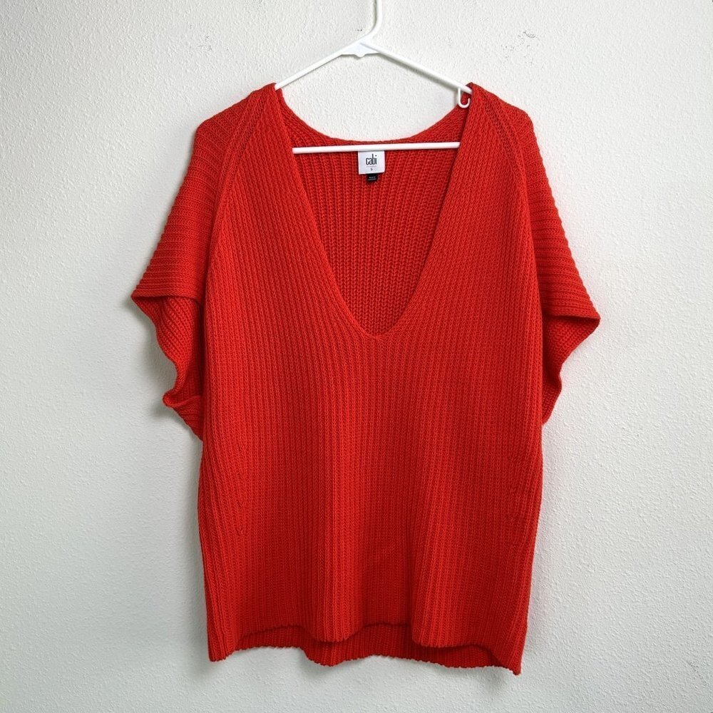 Cabi Sweater Size S Ruby Red Orange Knit Dolman Sleeve‎ Slouchy Oversized 5837